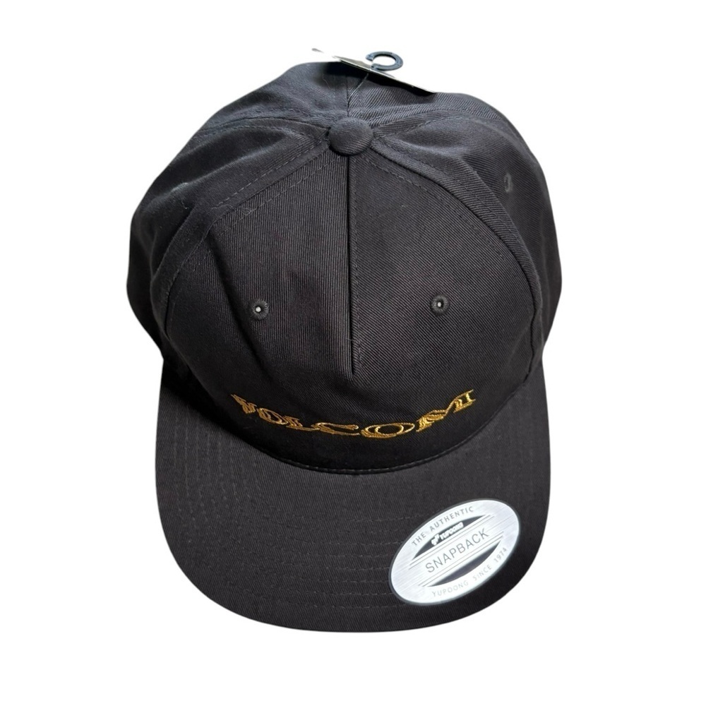NWT Volcom Volbaige Twill Trucker Cap O/S Dark Gray & Yellow Snap Back Men's Hat - Picture 4 of 9